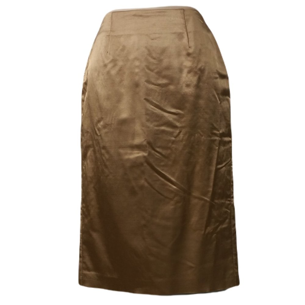HENNES H&M GOLDEN BRONZE SATIN WOOL PENCIL SKIRT 4